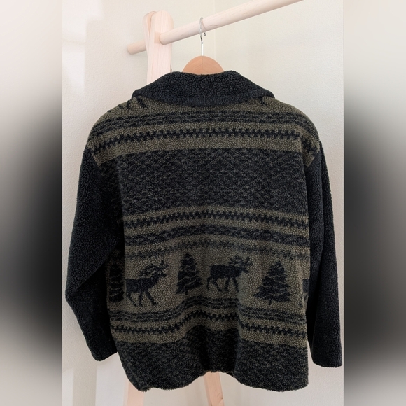 Vintage Cabincore Sherpa Fleece Jacket With Pockets, Sz M - Picture 2 of 6